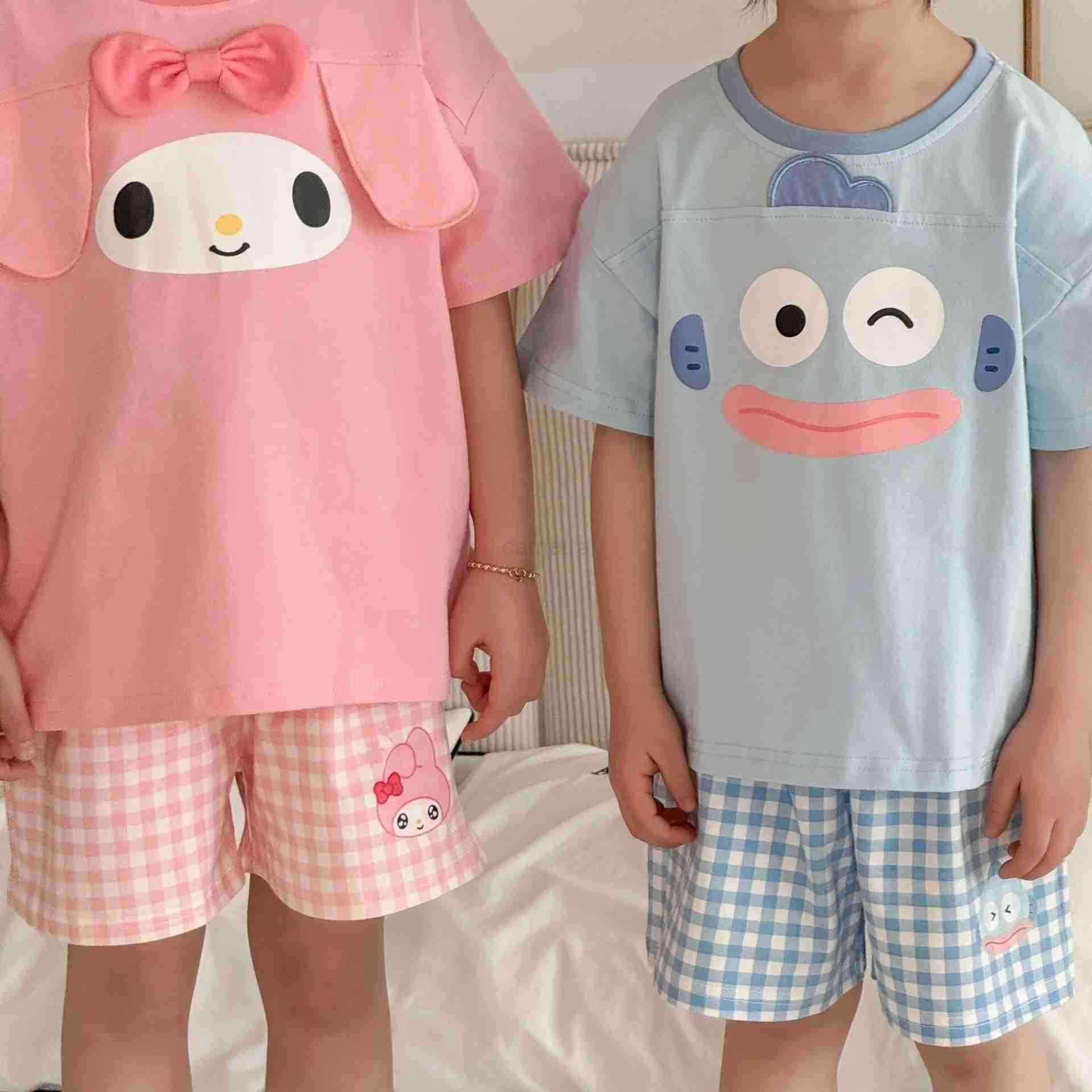 Sanrio Kawaii Kuromi My Melody Childrens Pure Cotton Shorts Home Clothing Set Summer Anime Sanrio Girly Heart Cute Childrens Pajamas XJ250618XJ250618