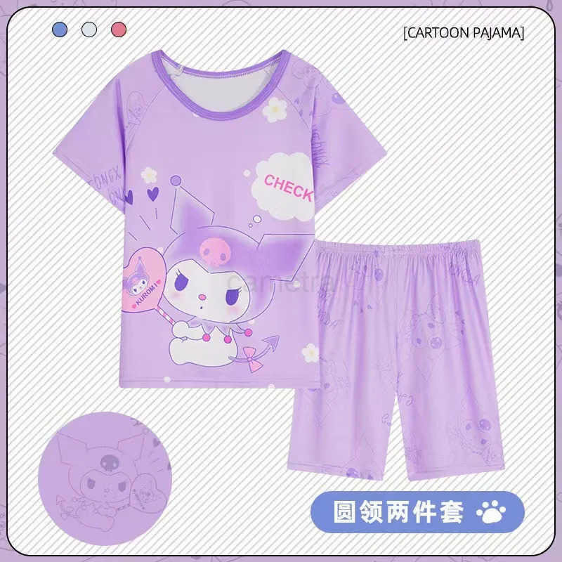 Sanrio Set of Short Sleeved Shorts Pajama Girl Pijama Sets for Children Childrens Pajamas Girls Loungewear Sleepwear Robe Clothing XJ250618XJ250618