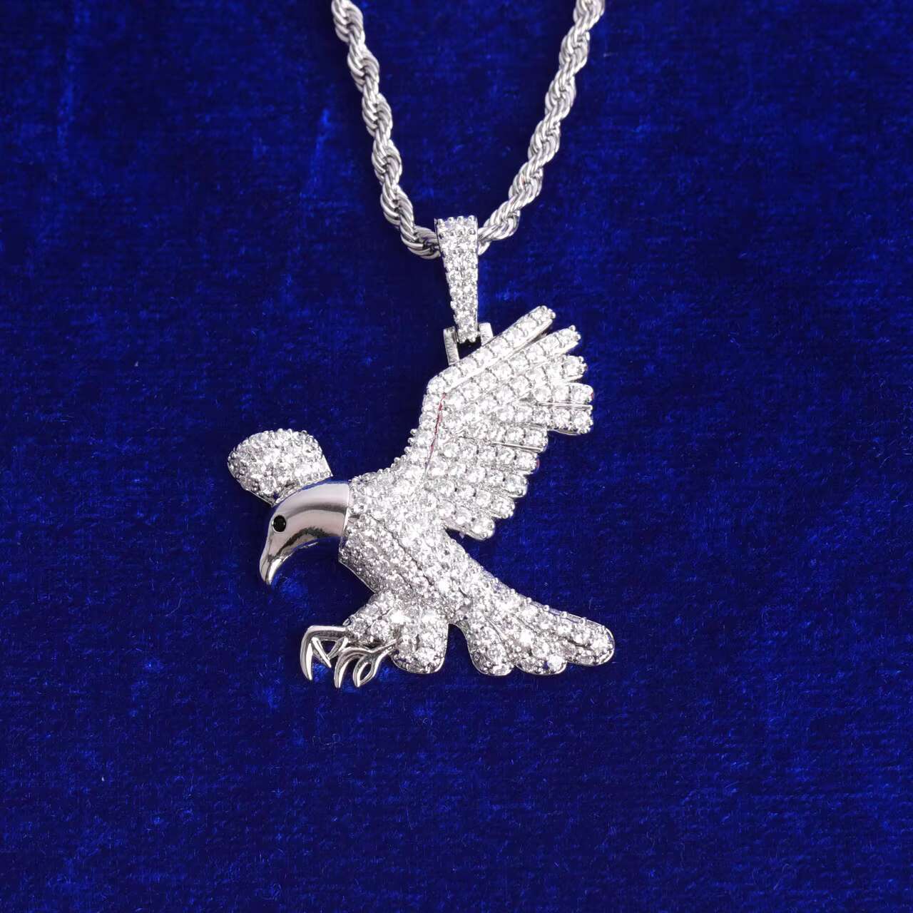 24K Gold Silver VVS Diamond Hip Hop Style Soaring Eagle Pendant Custom Moissanite for Men and Women