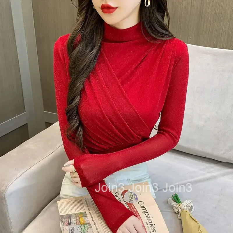 Long Sleeve T Shirt for Women Elegant Slim Plain Kpop Clearance Tee Cheap Clothes Korean Fashion Polyester Streetwear Tops Woman