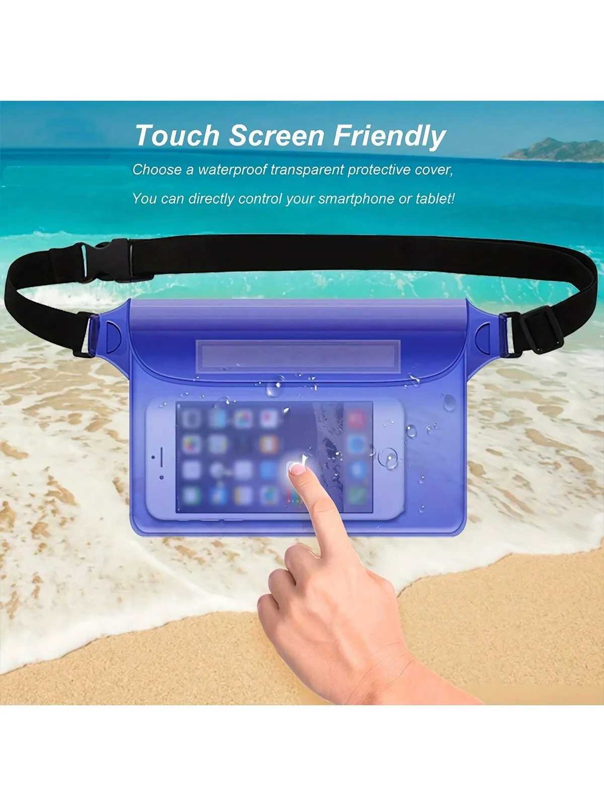 2pcs Summer Outdoor Sports Waterproof Pouch PVC Waterproof Waist Bag Beach Bag Beach Waterproof Mobile Phone Bag Three Layers S B250618