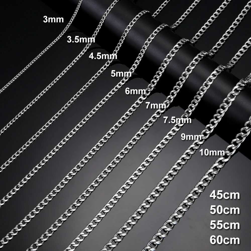 My Shape 3mm-10mm Cuban Chain Stainless Steel Necklaces for Men Male Chains Figaro Box Chain Choker Punk Jewelry 45cm 50cm 60cm W250618