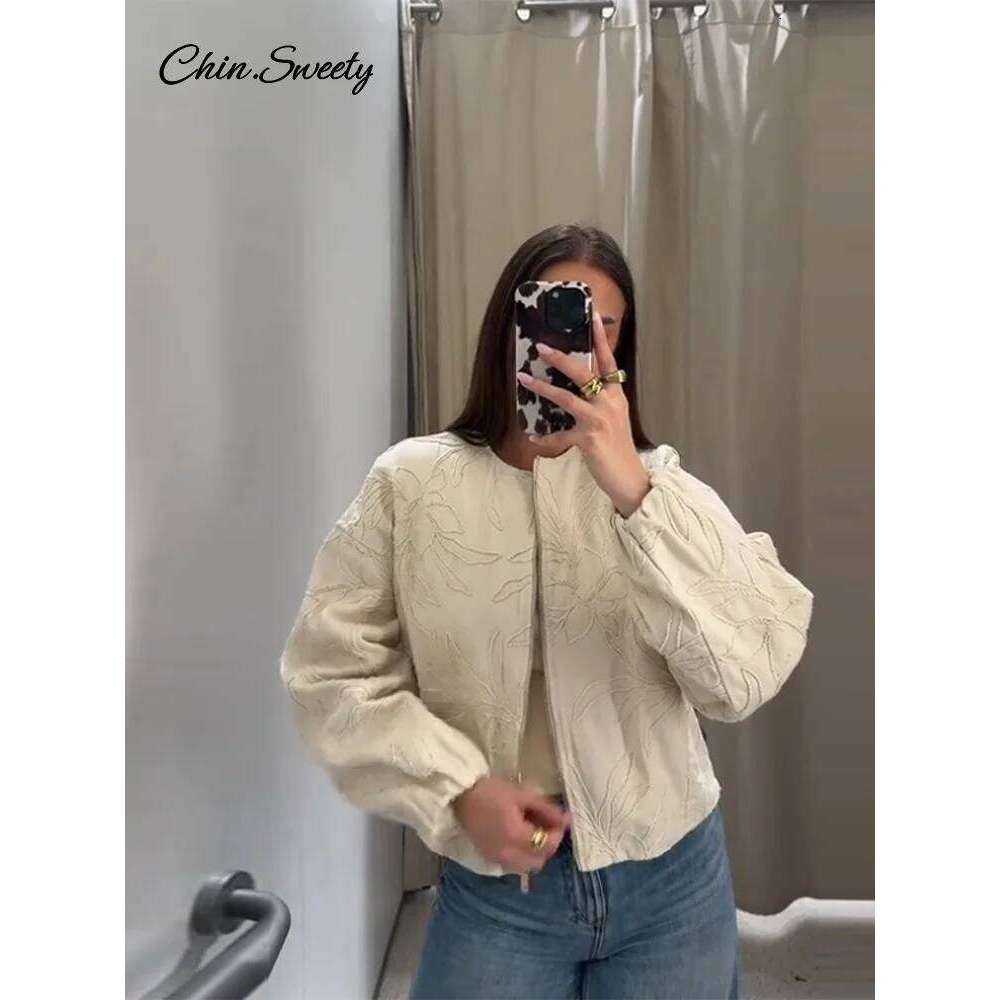 Casual Embroidery Women's Bomber Jacket Loose Zipper Long Sleeve Short Coat Female 2025 Spring Fall Lady High Street Outwears