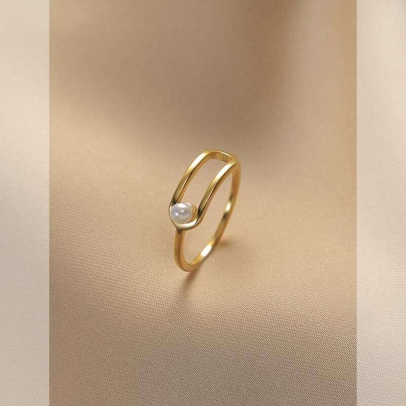Inlaid Anti-Pearl Women, Ins Style, Niche Minimalist, Light Luxury, Simple and High-End, Adjustable Ring for Index Finger