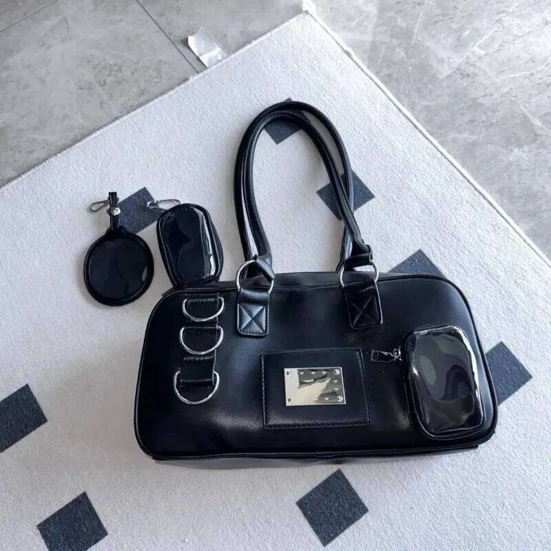 Haruku Kawaii Ita Women Handbag Underarm Bags Girls Transparent Shoulder Boston Bag Casual Commuter Large Capacity Purse