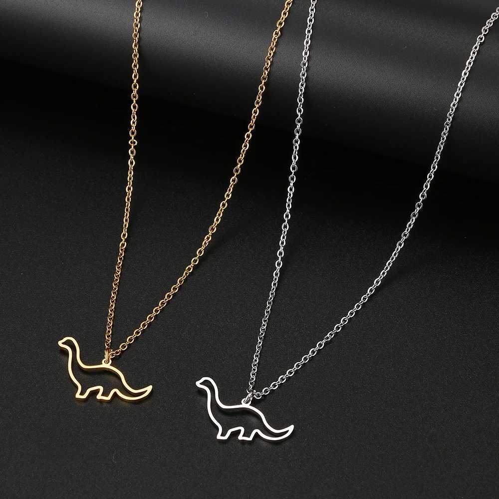 Stainless Steel Necklaces Hollow Dinosaur Animal Pendant Mens Chain Choker Fashion Necklace For Women Jewelry Party Best Gifts W250618