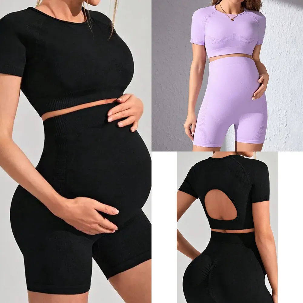 h1 Seamless sports and fitness prenatal yoga set for women, beautiful back sports bra, hip-lifting fitness shorts