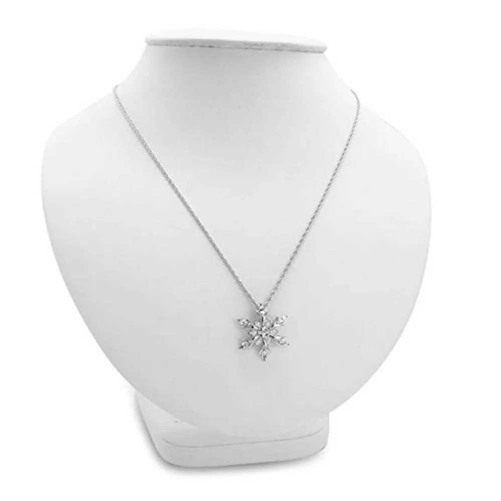 Personalized Fashion Christmas Ornaments Snowflake Crystal Necklace Frozen Square Crystal Snowflake Pendant Necklace W250618