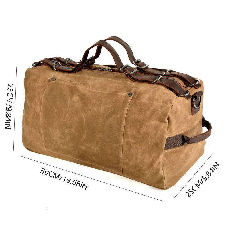 military style do old thick oil wax canvas carryon duffel large capacity outdoor sports retro travel bag