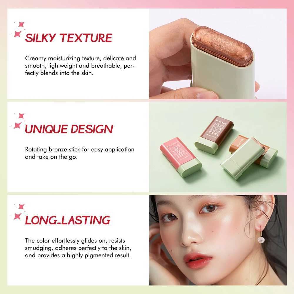 Peach Korean Makeup Contour Body Glitter Highlighter for Face Shading Stick Blush Bronzer Cosmetics Blusher Powder Red XJ250618