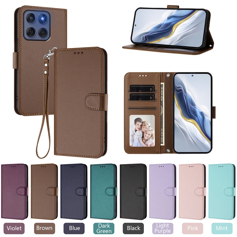Plain PU Leather Wallet Cases For Moto Edge 60 Pro Stylus 5G 2025 G15 Power G05 E15 G Power Play G75 G55 Credit ID Card Slot Photo Holder Kickstand Bo