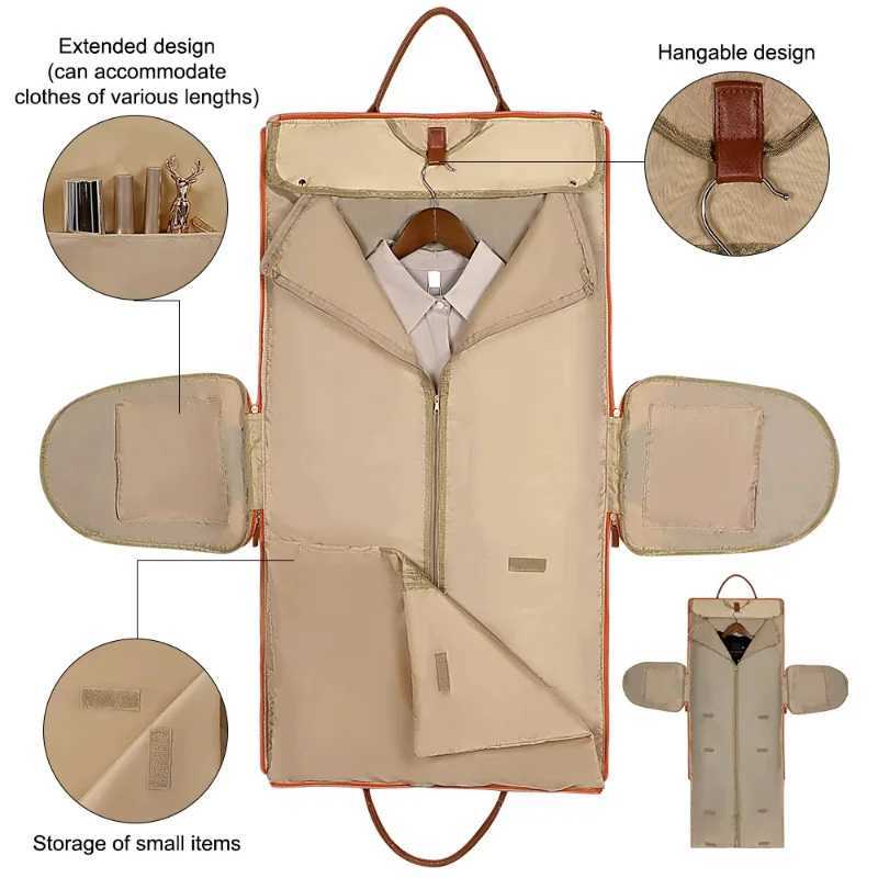 1pc Foldable Womens Travel Convenient Carry-on Clothing Bag Large PU Leather Duffel Bag Womens Business Travel Bag W250618