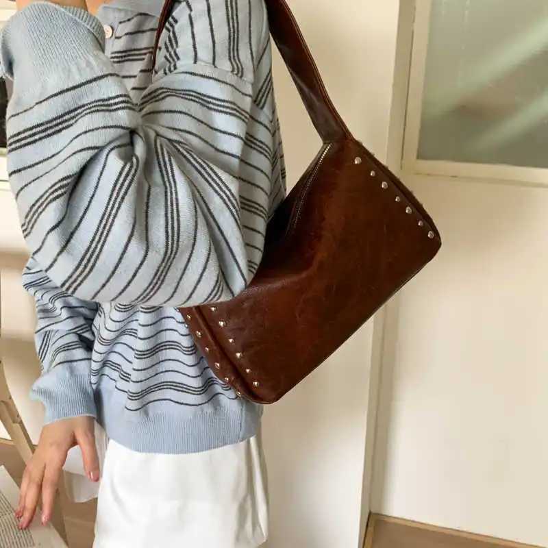 Motorcycle Style Underarm Bags Wen New Versatile Cute Soft Leather and Shoulder Bags Fi Niche Tote Bags B250618