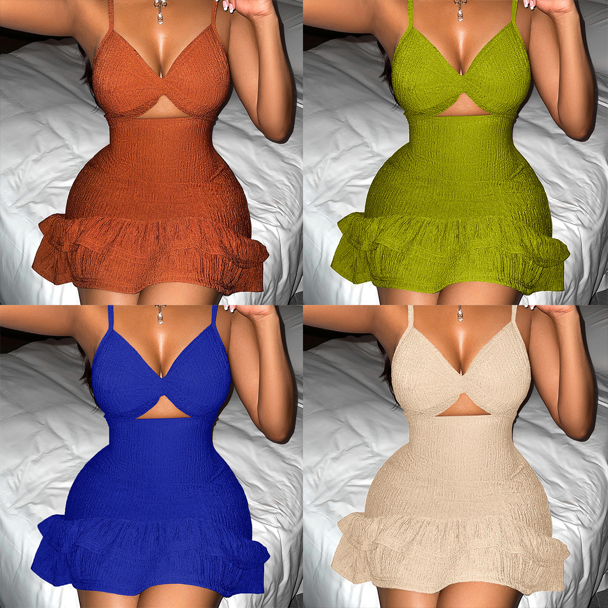 Womens Clothing Temu New Sexy Spaghetti Strap Dress Spring Summer Deep V