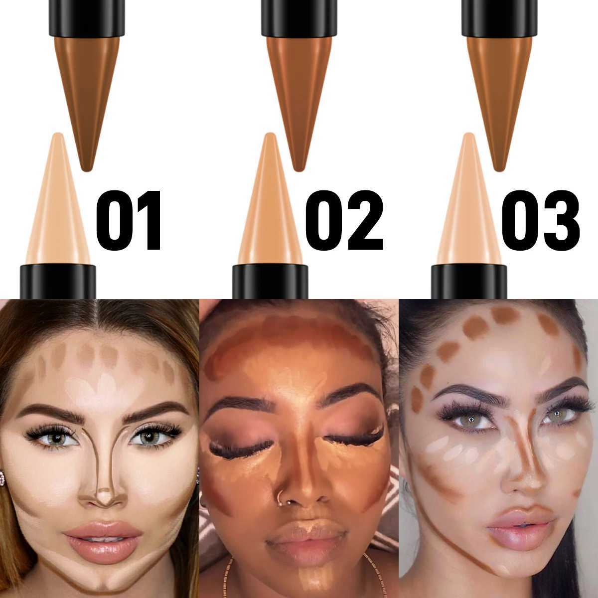 1PC Contour Stick Duo Double-Eneed Highlight and Shadow Cream Waterproof Full Coverage Face Foundation Concealer Pen Long Lasting XJ250618