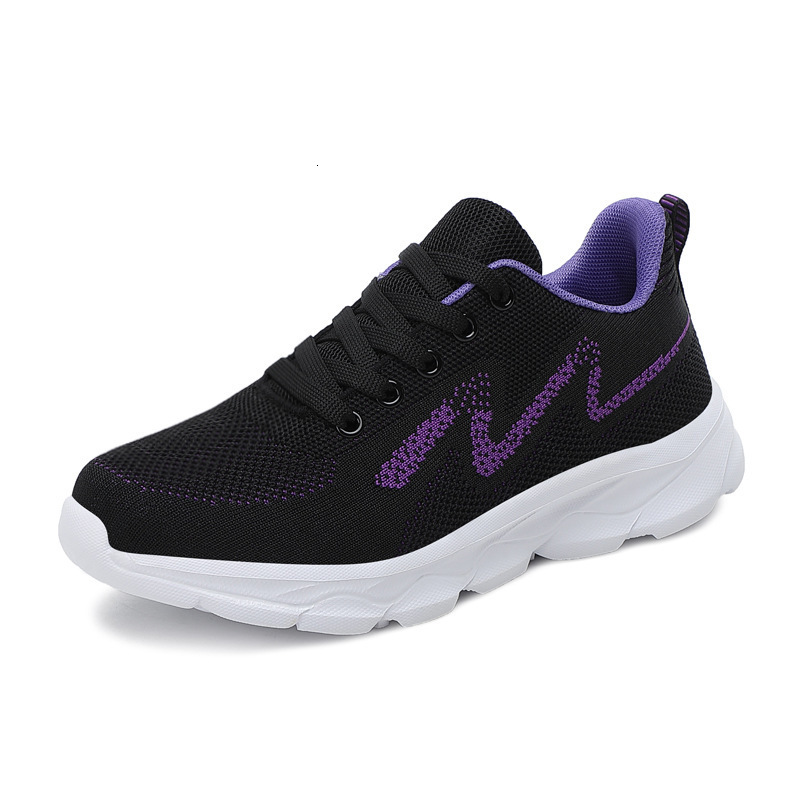 Casual Shoes Season New Flyknit Sports Black Soft Sole Casual Running Breathable Mesh Travel Shoes For Women Ddmysaturn