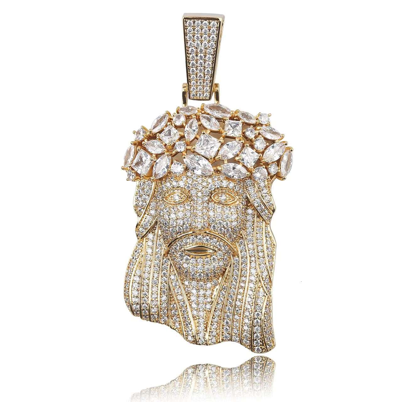 Stylish Hip Hop 18K Gold Iced out Jesus Christ Pendant Necklace Moissanite Pendants Charms