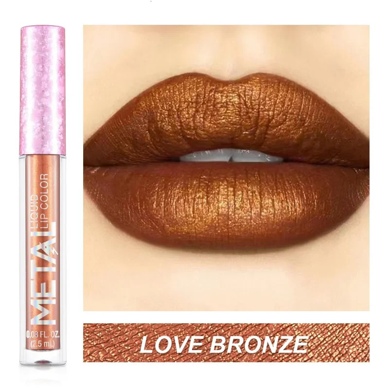 Metallic No-stick Cup Lip Gloss Glitter Matte Waterproof Long Lasting Lip Glaze Liquid Lipstick Lip Makeup Cosmetic 250618