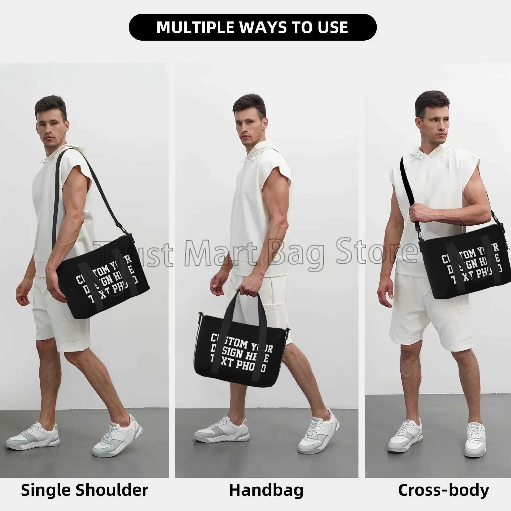 Custom Your Design Text Photo Print Duffle Bags Personalized Durable Weekender Overnight Bag for Women Men Travel Luggage Bag W250618