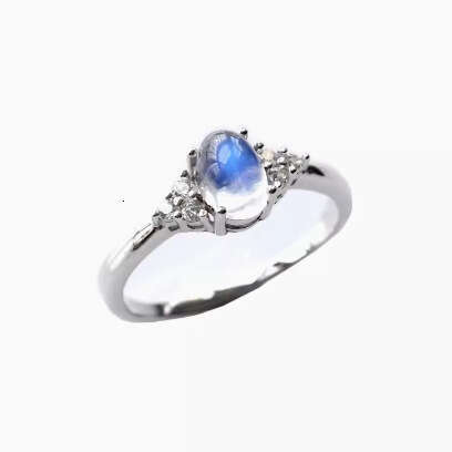 Sri Lankan Natural Moonstone Ring with Blue Light Glass Body, Simple and Versatile Gift for Women
