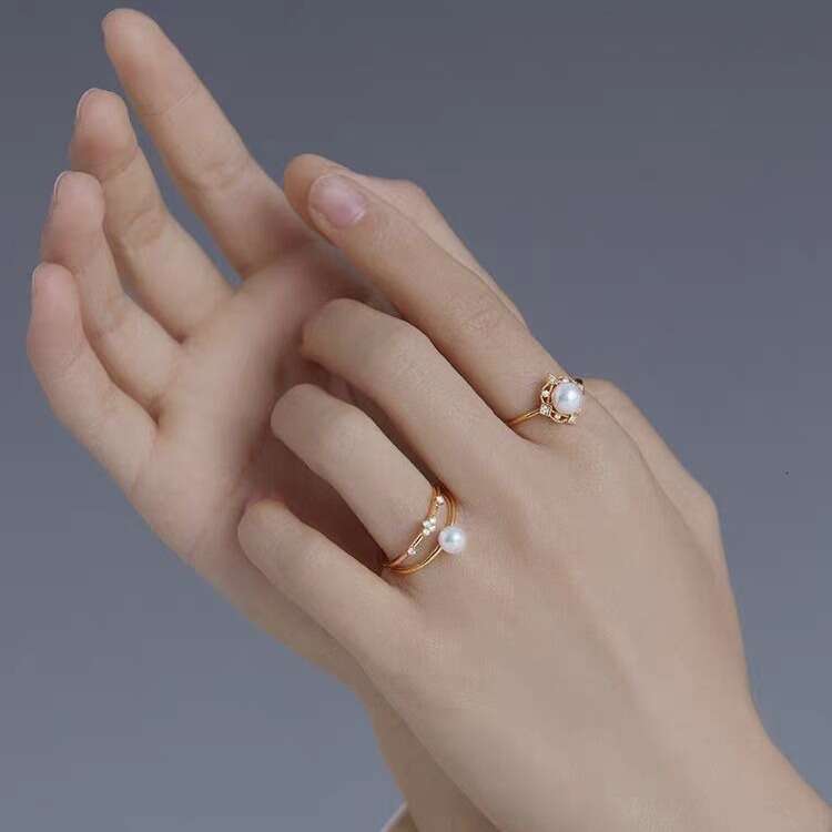 Hualing" Luxurious Aurora Natural Pearl Light Luxury Design Elegant Electroplated Color Ring