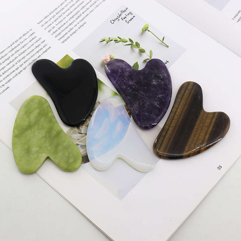Rose Quartz Jade Guasha Board Pink Natural Stone Arts And Crafts Scraper Gua Sha Tools For Face Neck Back Body Acupuncture Pressure Therapy Tablero De