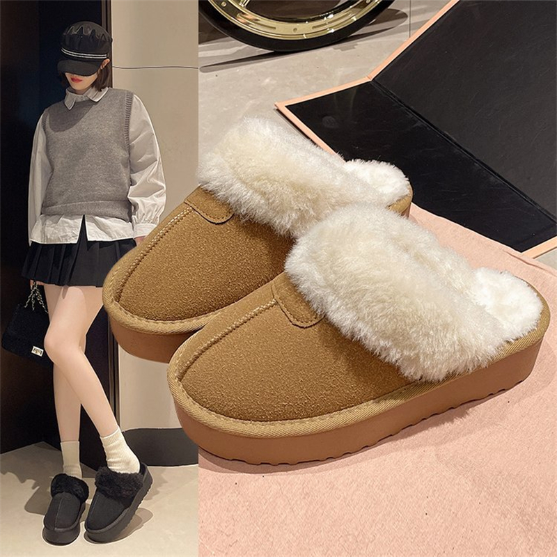 new free shipping designer slippers for woman Indoor outdoor sliders keep warm Thick woolen vintage casual Plush sandals black brown