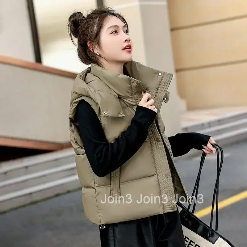 Korean Style Loose Womens Padded Cotton Vests Warm Cold Coats on Sale Lightweight Cheap Insulated Youthful Casual Lady Giletes