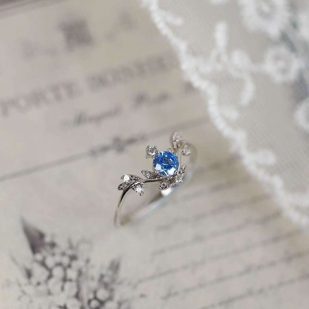 Tears of the Ocean" Niche High Imitation Natural Stone Sea Blue Zircon Sparkling Light Luxury Versatile Simple Ring