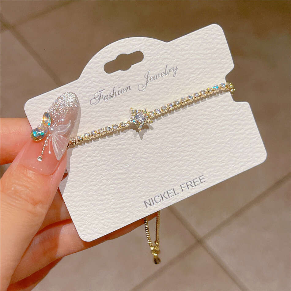 Trendy Korean Wind Electroplated Real Gold Micro Paved Zircon Bracelet Niche Ins Style Rope Exquisite Hand Jewelry