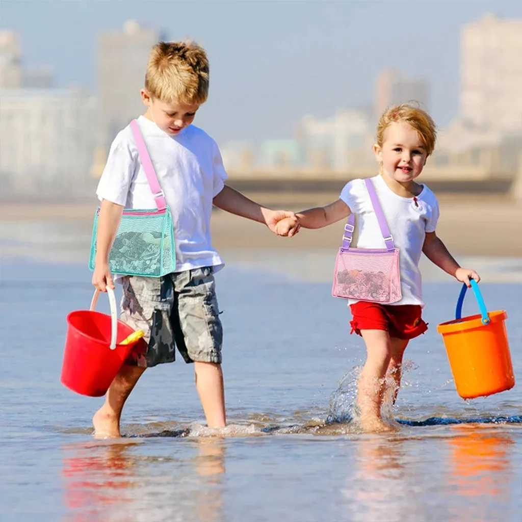 Foldable Beach Mesh Bag Children Sand ay Protable Kids Beach Toys Clothes Bags Storage Organizers Wen Cosmetic Makeup Bag B250618