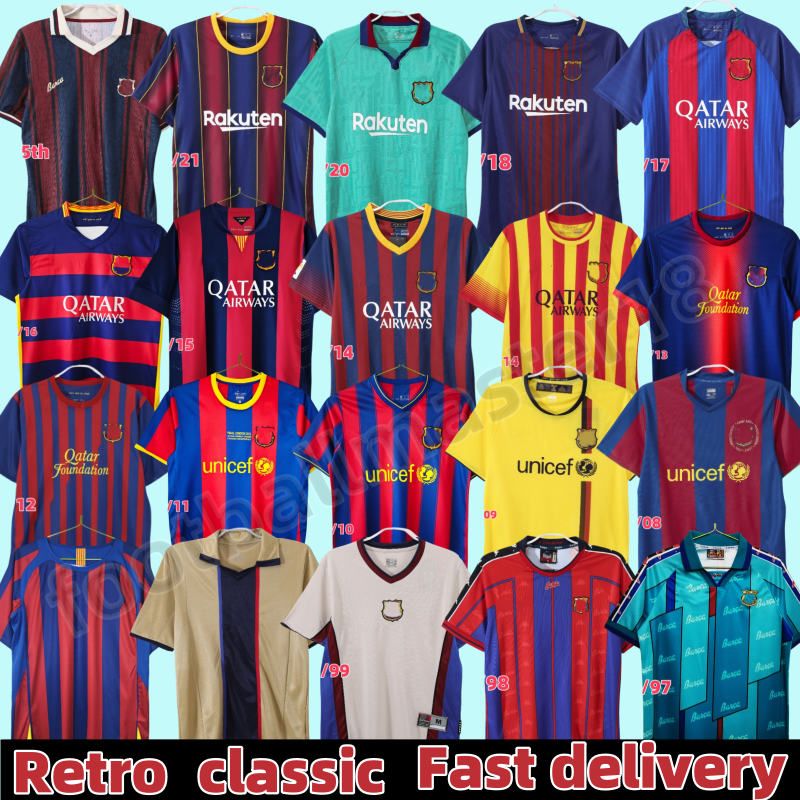 Retro Soccer Jerseys Barcelone Classic RONALDINHO INIESTA 01 02 03 04 05 06 07 08 09 10 11 12 13 14 15 16 17 18 19 vintage football shirt 2002 2003 2004 2005 2006 2007 2008
