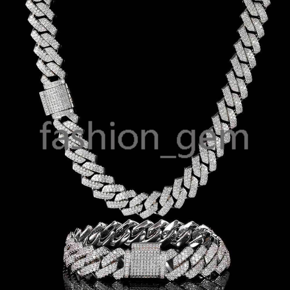 13mm Hip Hop Cadena Men Iced Out Cuban Link Chain Gold Prong Ice Cuban Necklace Women