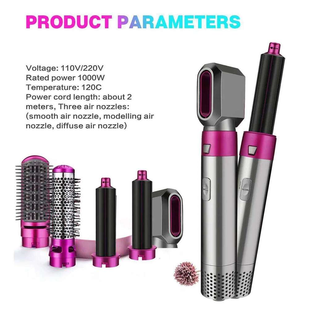 Hot 5 in 1 Negative Ionic Detachable Dryer Styler Air Culer Wand Hair Straightener Brush Blow
