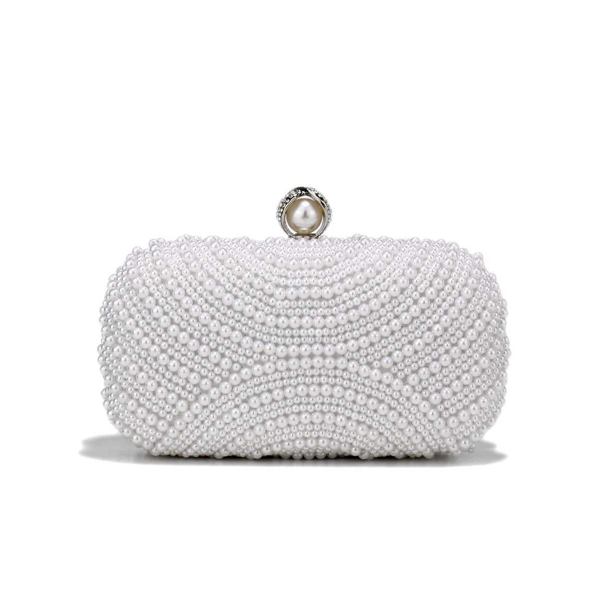 Finger Ring Beaded Women Clutch Party Evening Bags Pearl Diamonds Embroidery Handbags With Chain Z250618