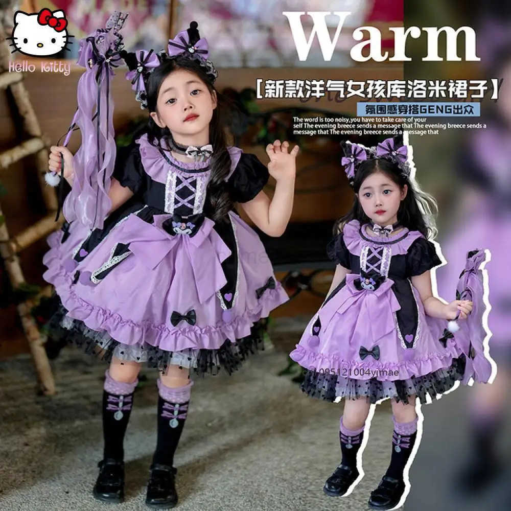 Sanrio Kawaii Kuromi Kids Lolita Dress Cosplay Princess Anime Sanrios Girl High-Quality Dresses Puffy Skirt Cute Girls Tutu Party Dress XJ250618