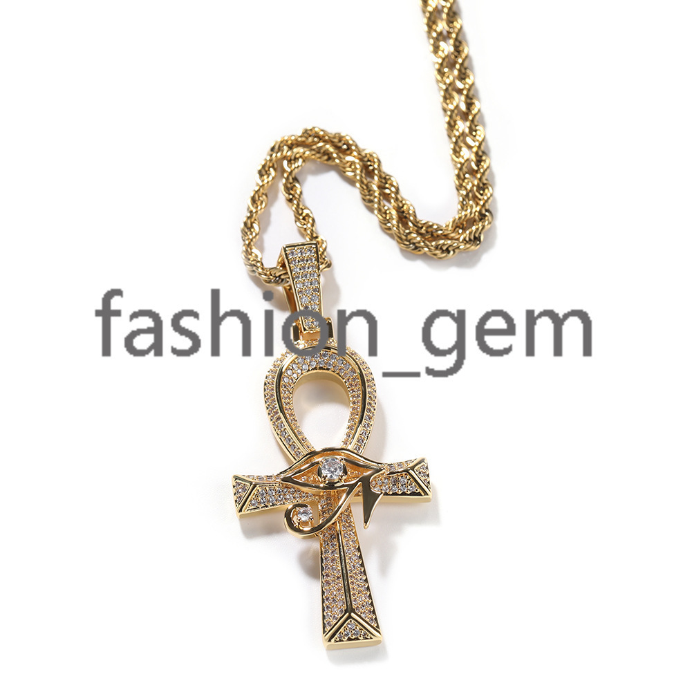 925 Silver Hip Hop Eye of Horus Anhe Cross Mens and Womens Pendant Vintage Exquisite Jewelry