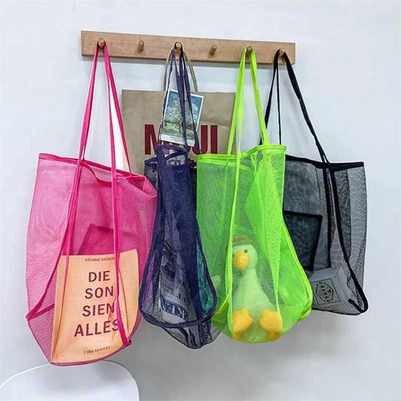 Mesh Beach Shopper Bag For Women Extra Large Capacity Travel Shoulder Bags Sand Toys Grocery Picnic Tote Simple Design Organizer B250618
