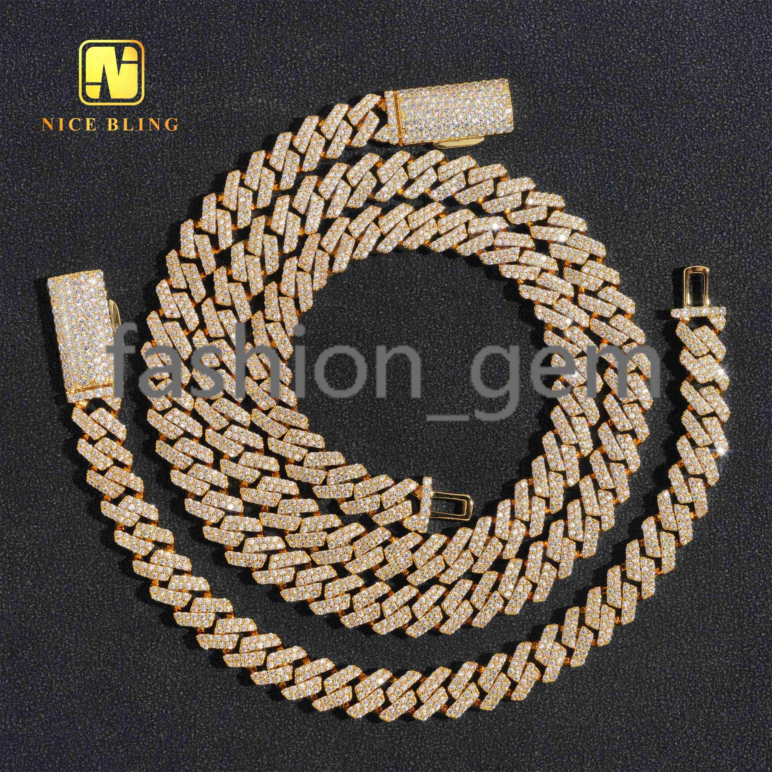 Cheap Price Hip Hop Fashion Jewelry 18k Gold Plated 8mm Brass moissanite moissaniteia Necklace Men Women Pendant Necklaces