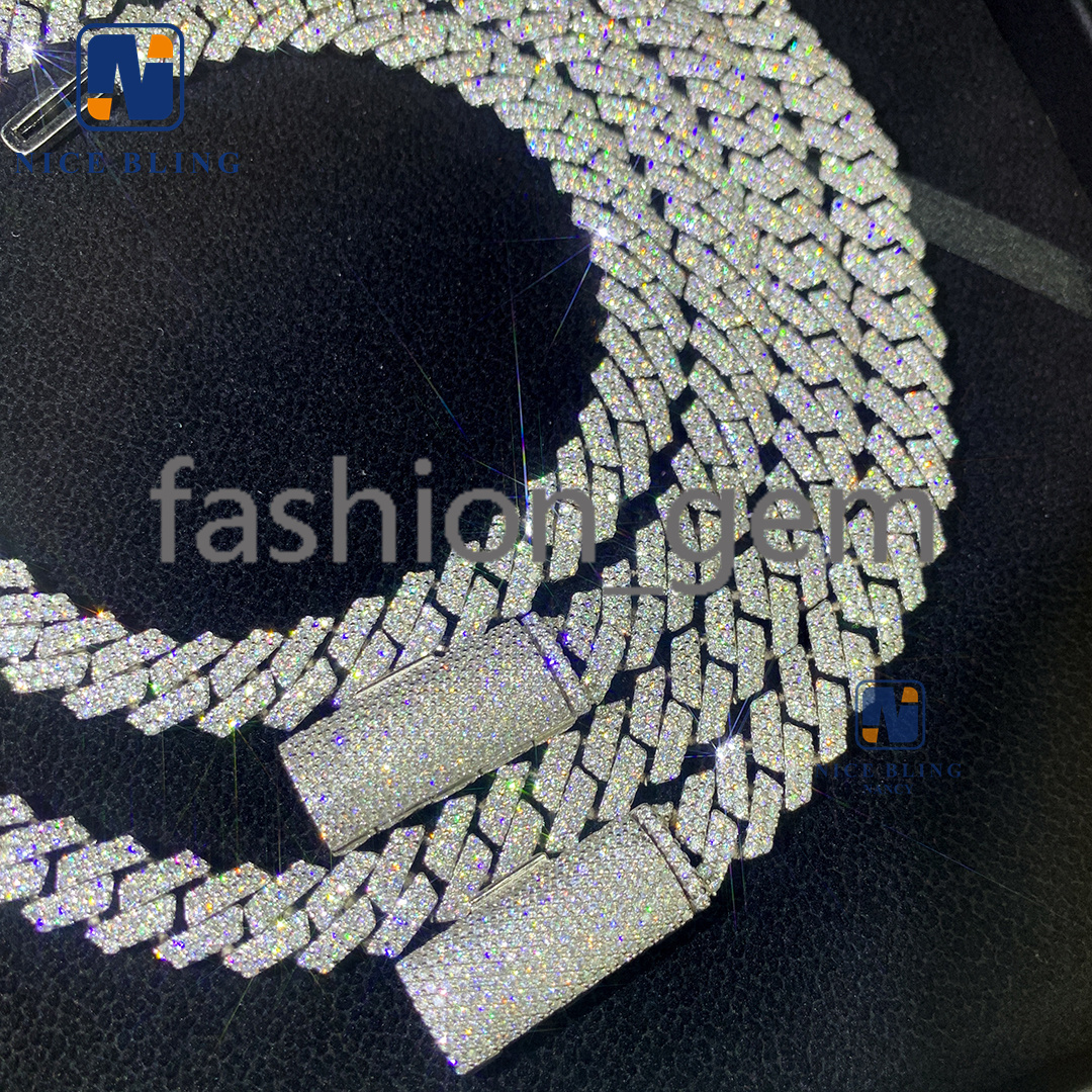 8mm 10mm Hip Hop Necklace Fashion Style S925 Vvs Moissanite Iced Out Jewelry Moissanite Diamond Cuban Link Chain