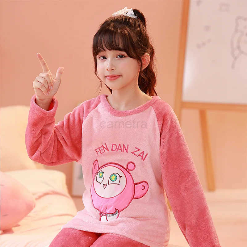 Sanrio Childrens Sleepwear Loungewear Girls Autumn and Winter Coral Fleece Thickened Set Pajama Girl Robe Clothing XJ250618XJ250618