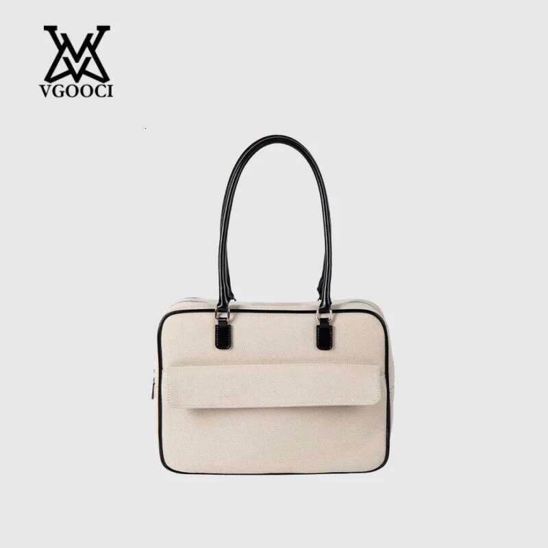 VGOOCI Women's Large Capacity Canvas Handbag Brand Simple Collection Big Boston Tote Fashionable Ladies Shoulder Bag