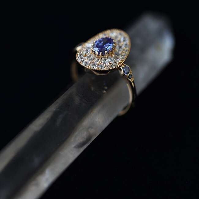 Velvet Waves II" Personality High-end Zurich Blue Full Zircon High Appearance Ring