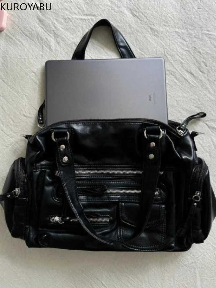 Punk Wen Y2k Tote Bags 2025 New Design Streetwear Large Capacity Pocket Vintage PU Crossbody Shoulder Hobos Bags Womens Bag B250618