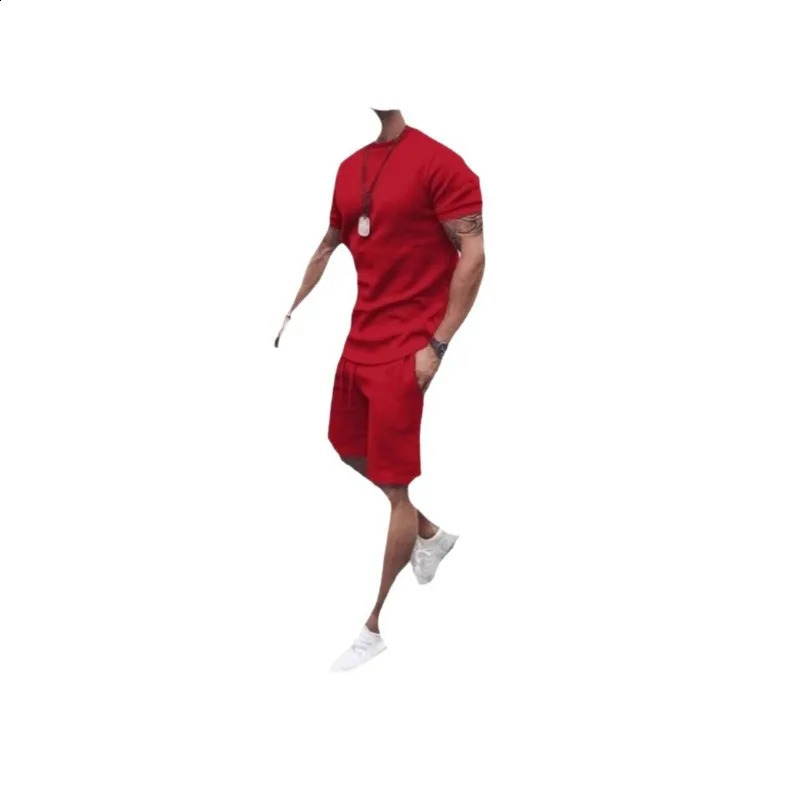 Men Suits European and American Summer Foreign Trade Youth Clothes with Shortsleeved Tshirt Sports Casual 250614