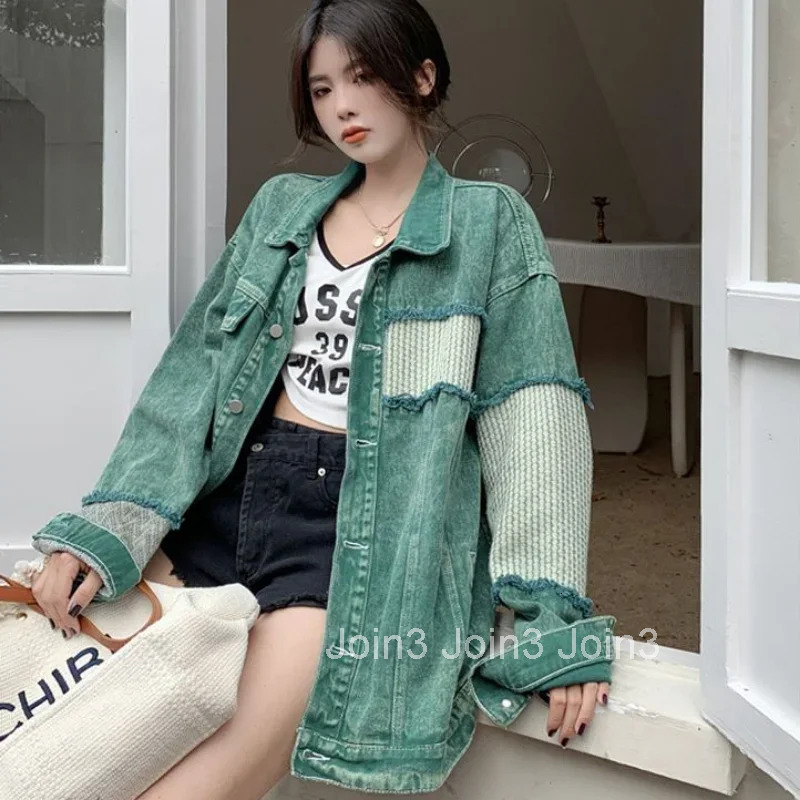 Hole Sale Korean Popular Clothes Ripped Cowboy Coat Woman Long Sleeve Original New In 2025 Models Cheap Denim Jacket for Women