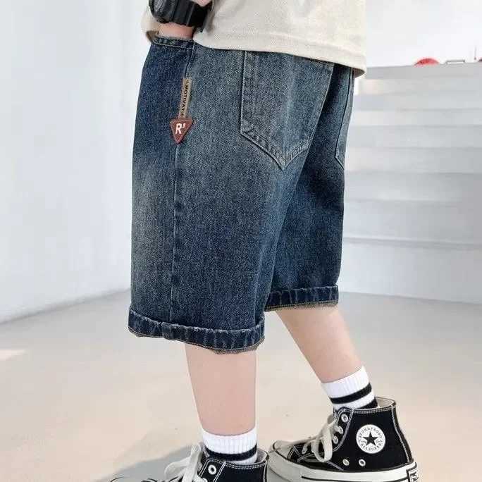 2025 Summer Pants Teenage Boys Shorts New Cotton Thin Gradient Color Denim Shorts Children Short Jeans Clothing for Junior BoyC250617