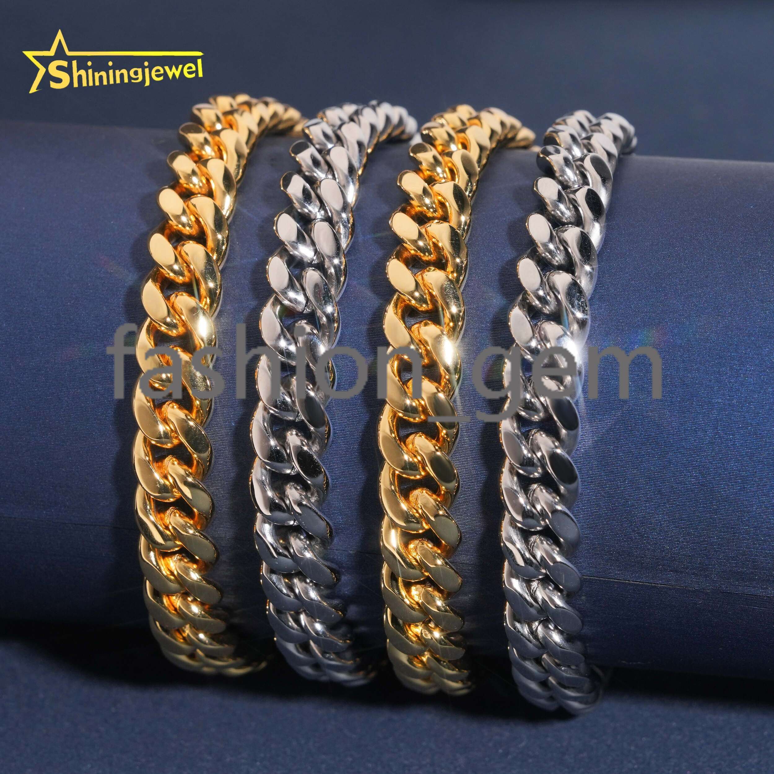 Ready to Ship 8mm 925 silver Cuban Link Chain with Moissanite Clasp Gold Plated Men Hip Hop Cuban Chain