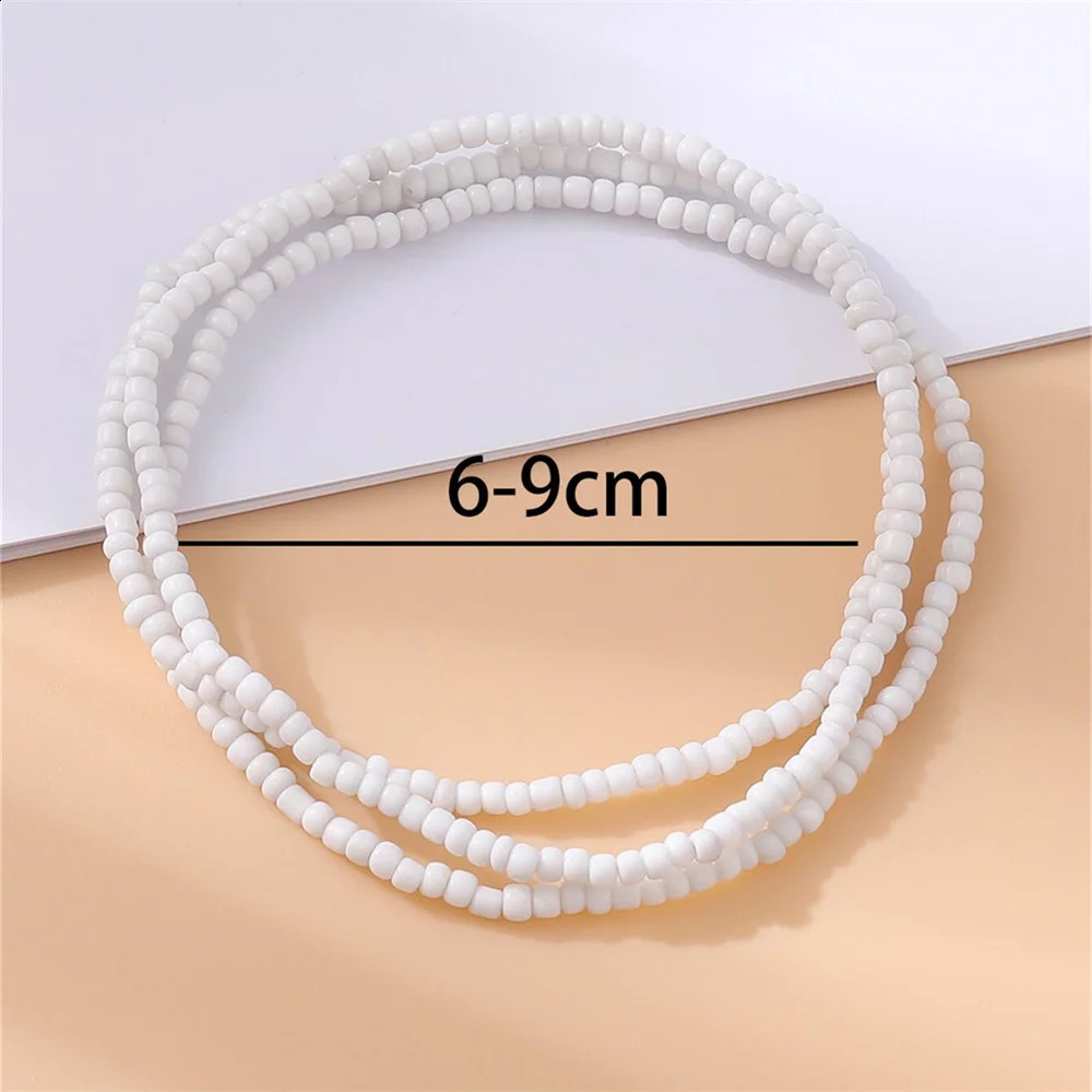 3pcst Vacation Beach Summer Bohemian Style Minimalist Elastic Beaded Anklet Jewelry For Women Daily Decoration 250606