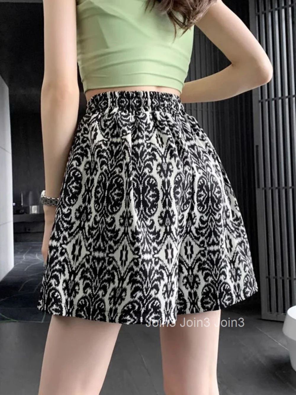 Print Loose Elastic Waist Wide High Baggy Shorts for Women Wholesale Outdoor Japanese 2000s Style New in Hot Woman Short Pants